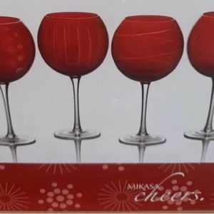 New in box! Set of 4 Mikasa Cheers Ruby balloon goblets
